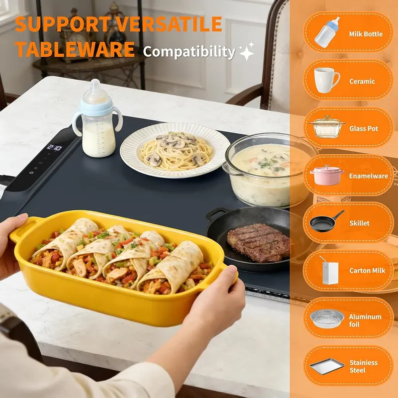 HOTEAGLE Food Warming Mat 120F~210F – Crafted from durable silicone and abs