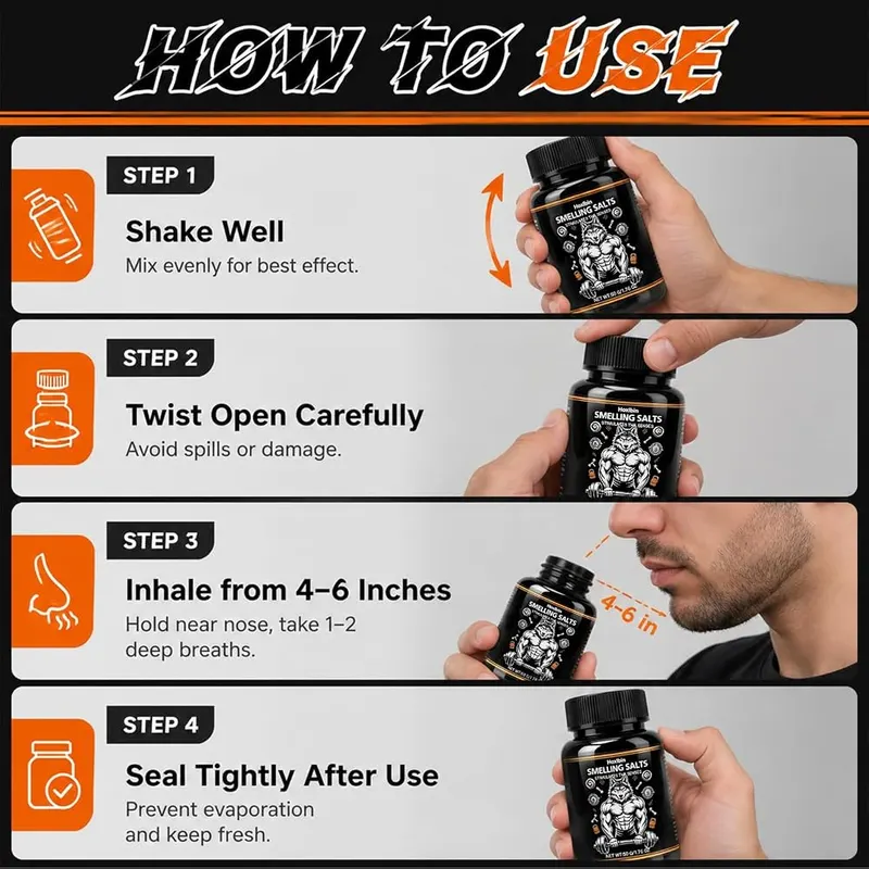Hoxlbin Pre-Activated Smelling Salts – Secure twist cap for freshness