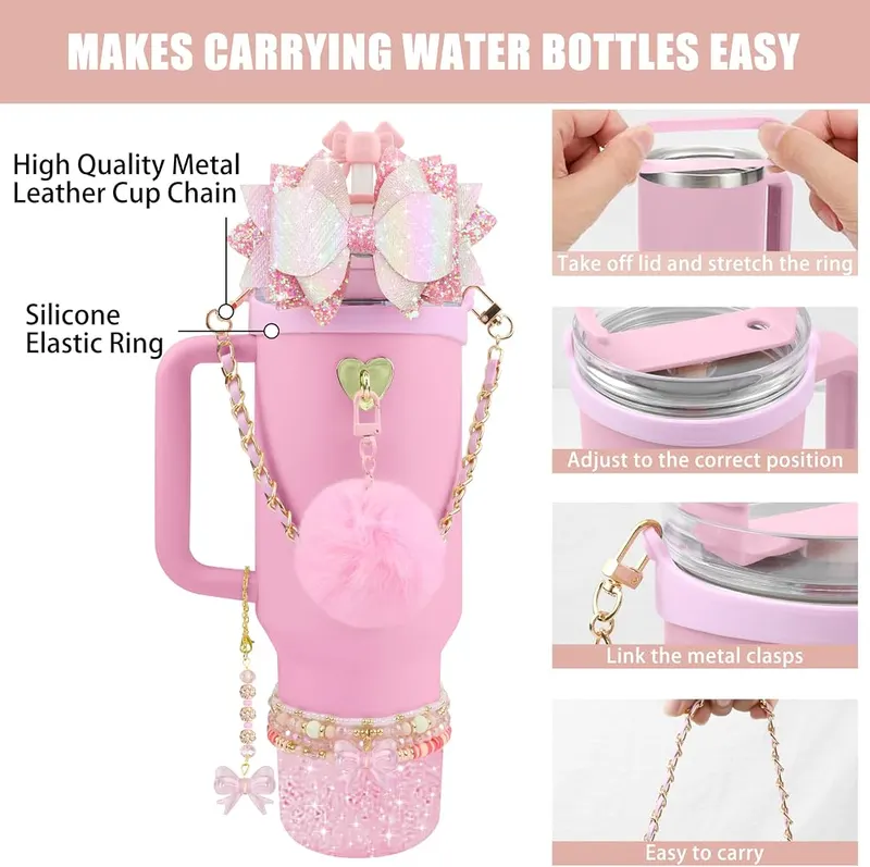 Hpebl 11PCS Bow Accessories – Eleven-piece pink accessory set