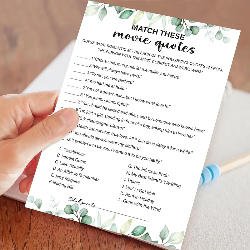 HQLOW 30 Pcs Match These Movie Quotes – Exquisite printing