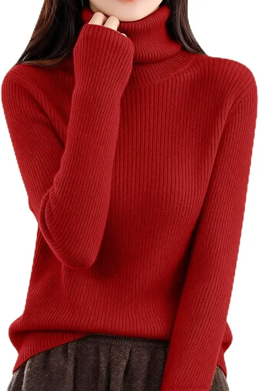 HswsEJ High Neck Sweaters A009-#red in A009-#red