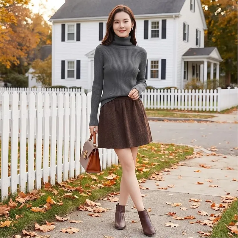 HswsEJ Mock Turtleneck Sweater A005-#green – Mock Neck