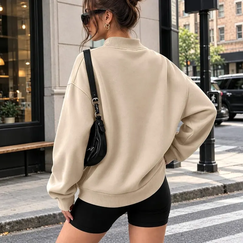 HswsEJ Mockneck Sweatshirt Women Over Sized Mock – Long Sleeves