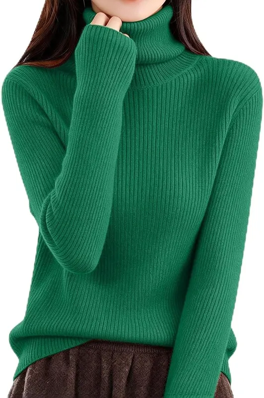 HswsEJ Turtle Neck Sweater A004-#dark Green in A004-#dark Green