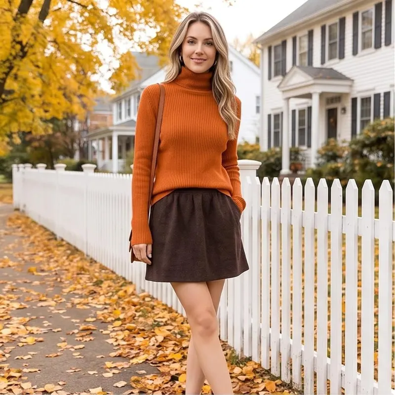 HswsEJ Turtleneck Sweaters A007-#orange – product photo 4 of 5
