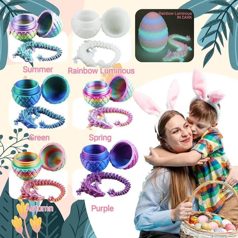 HTXJ-MF 6PCS 3D Printed Dragon Eggs – Mystery crystal egg surprise