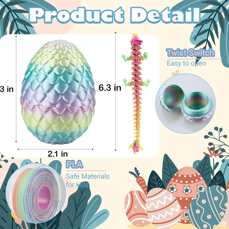 HTXJ-MF 6PCS 3D Printed Dragon Eggs – Dragon figure hidden inside