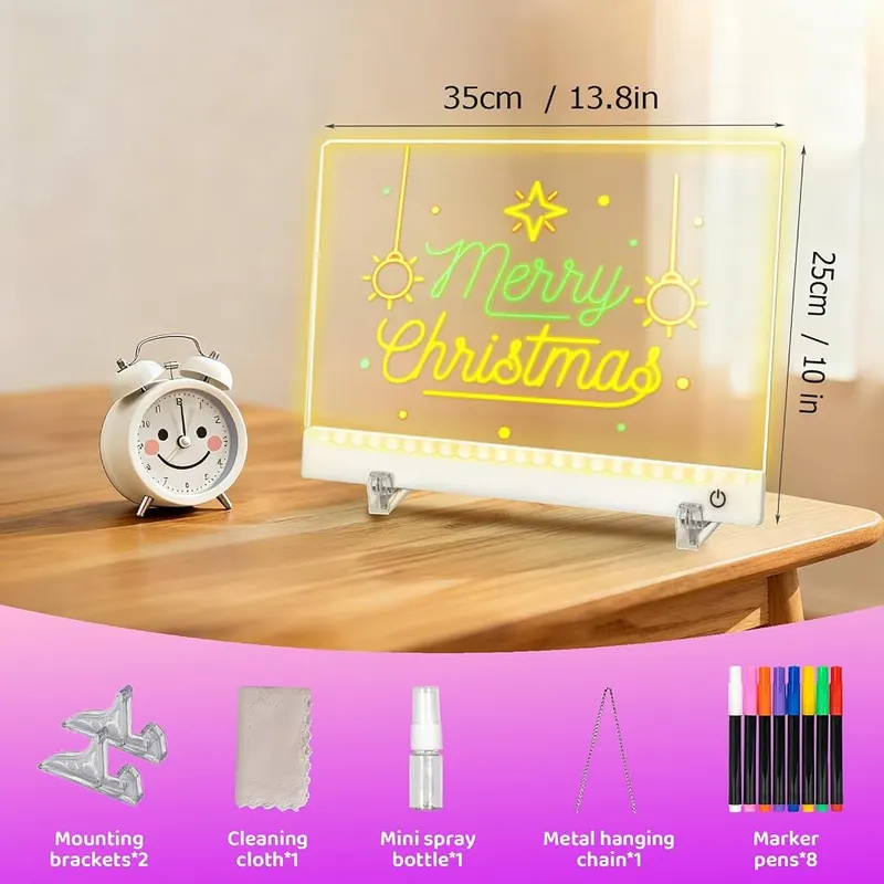 HVMVNV Rechargeable LED Drawing Board – Includes metal hanging chain