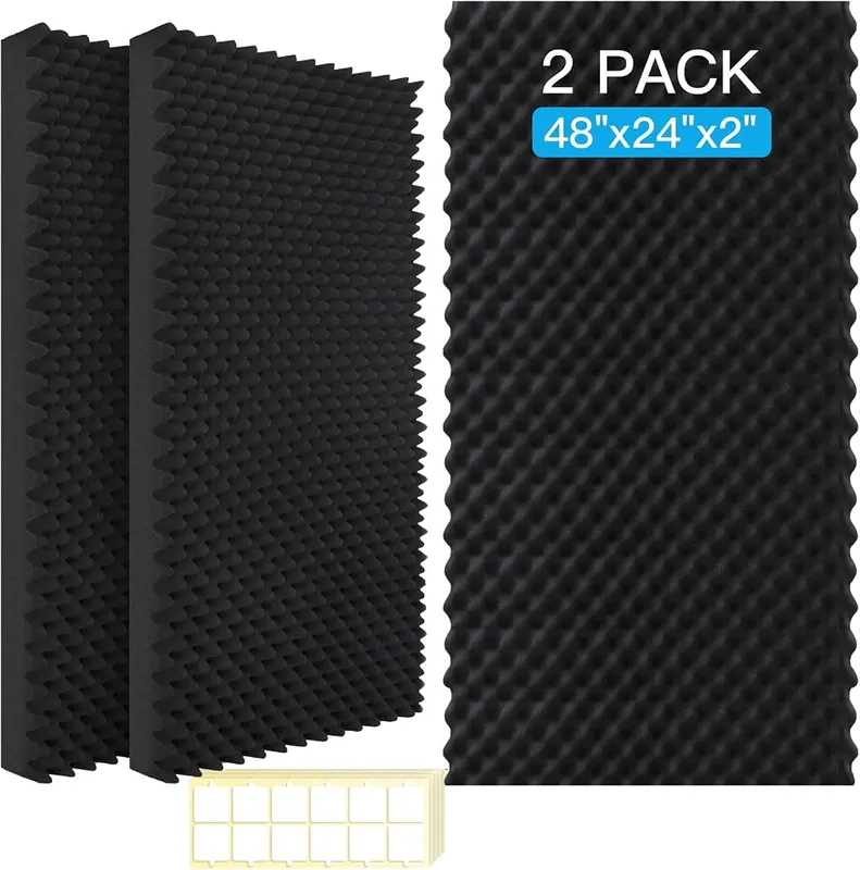 HWLIYUTAI 2 Pack Acoustic Panels in Black 2 Pack(Egg Foam)