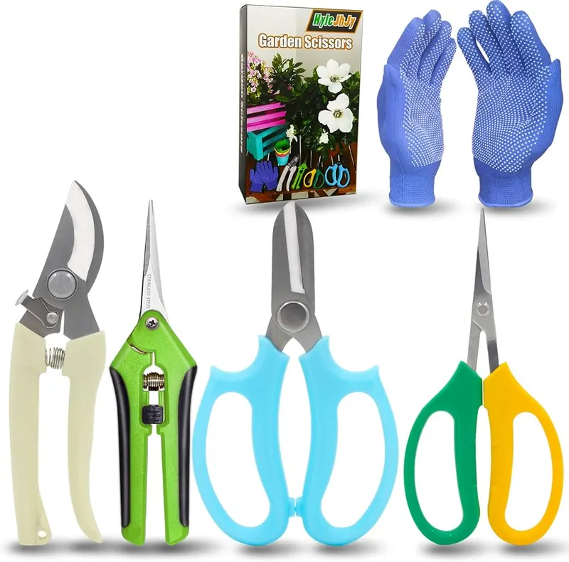 HyleJhJy Garden Pruning Shears Garden Scissors Herb in Green+blue