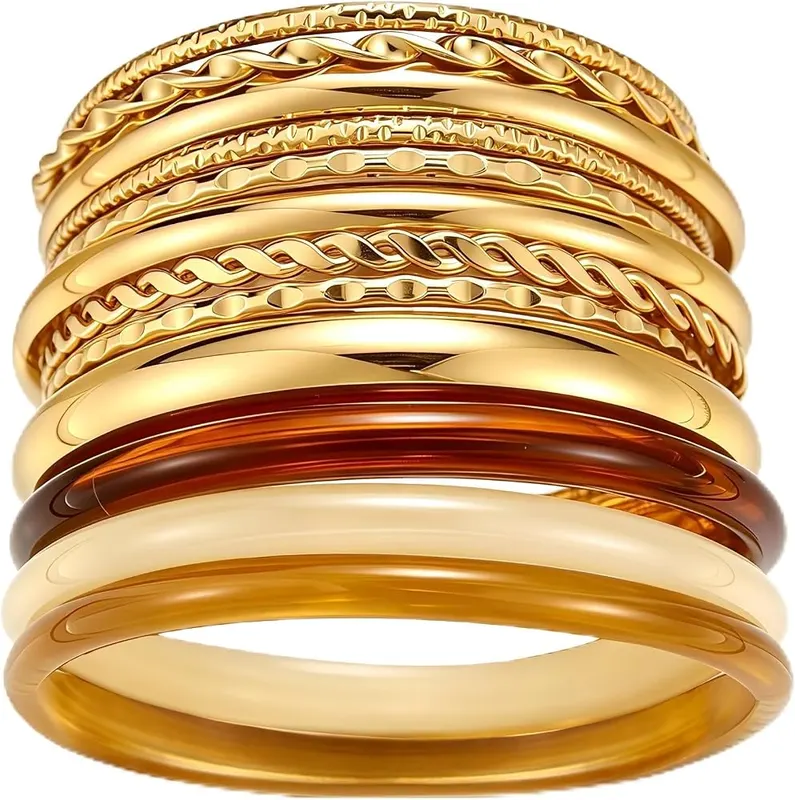 ÌF ME Gold Bangle Bracelets in Champagne Gold