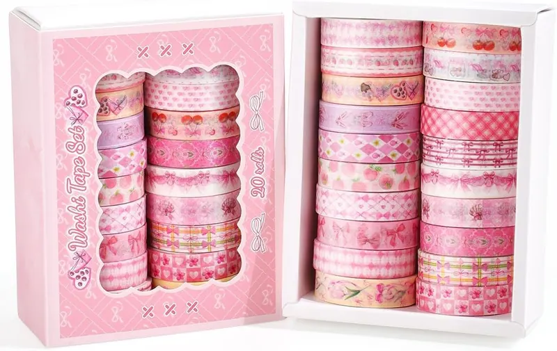 icceemee 20 Rolls Sweet Pink Theme Washi in Pink
