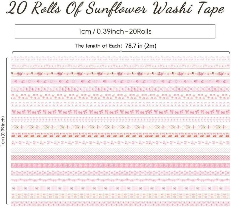 icceemee 20 Rolls Sweet Pink Theme Washi – product photo 2 of 8