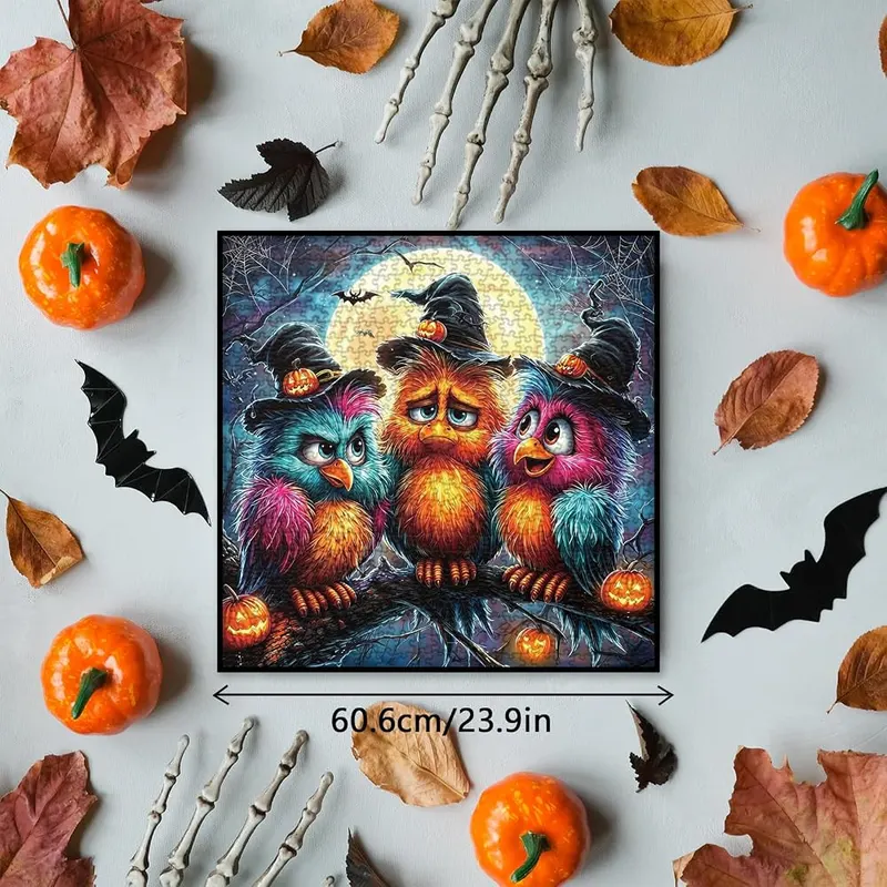 IdeaBazar Halloween Owl Tree Puzzles – Includes reference poster and storage box