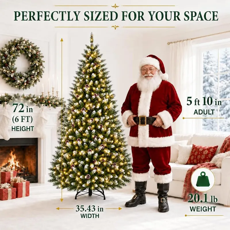 IDEALHOUSE Prelit Christmas Tree 6ft – 6-foot prelit artificial tree