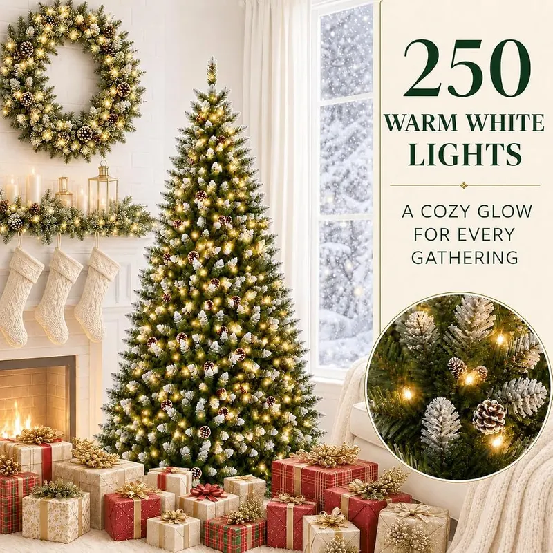 IDEALHOUSE Prelit Christmas Tree 6ft – 250 warm white LED lights