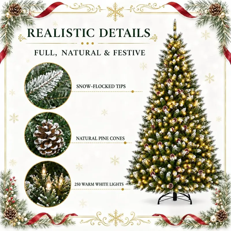 IDEALHOUSE Prelit Christmas Tree 6ft – 850 PVC branch tips