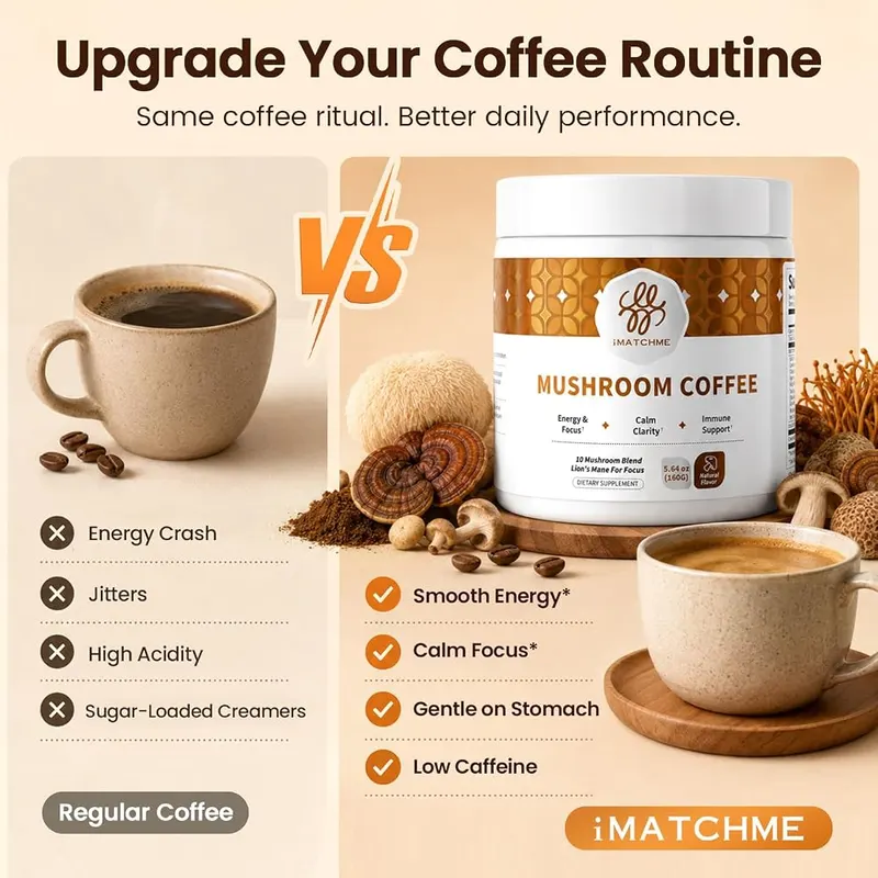 iMATCHME Mushroom Coffee – Low caffeine with no added sugar