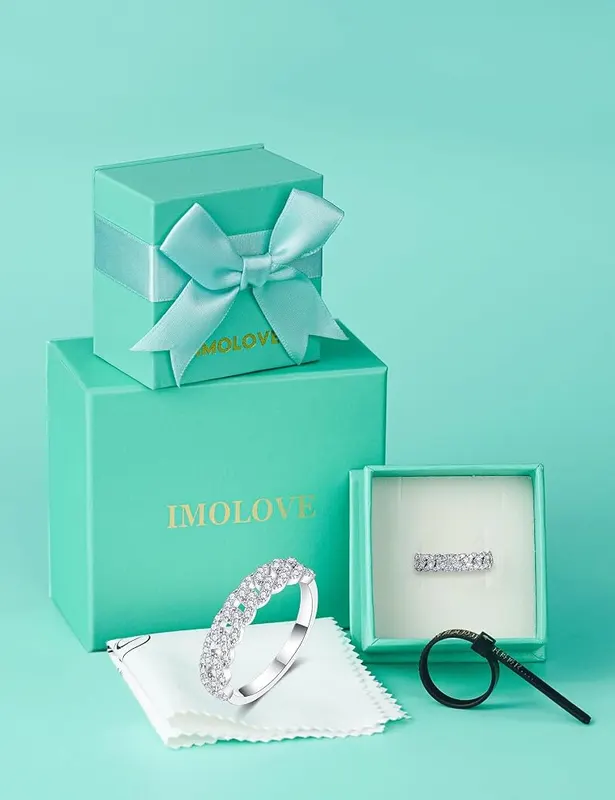 IMOLOVE Moissanite Wedding Bands – Versatile stackable chain ring design
