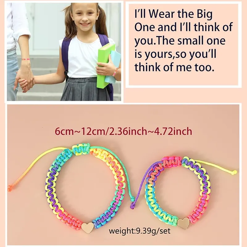 INENIMARTJ First Day of School Kindergarten Bracelets – Adjustable Size--The Mother and me matching wish bracelets