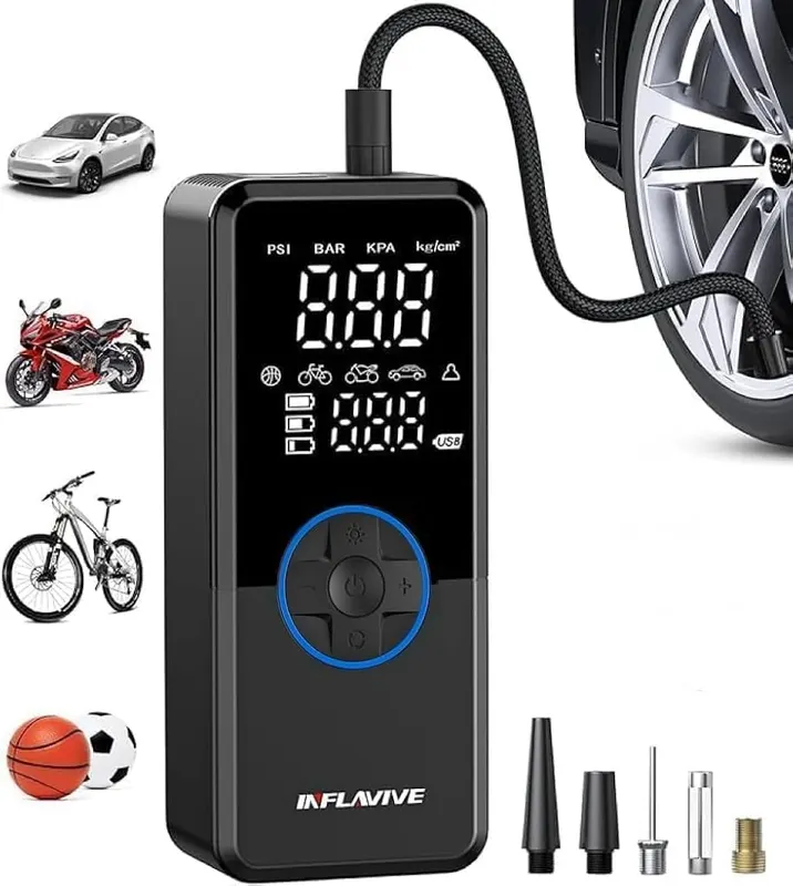 InflaVive Tire Inflator Portable Air Compressor in Blue