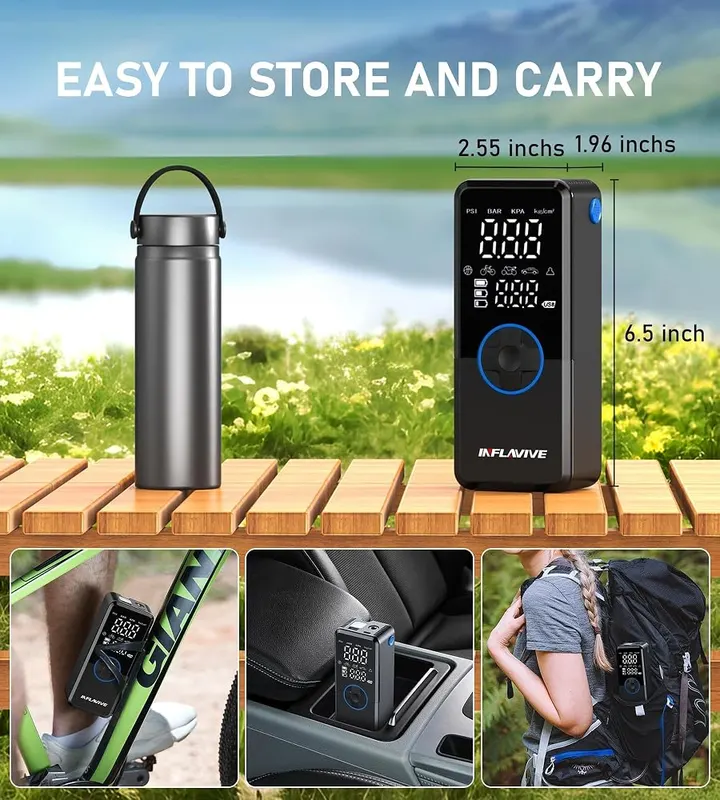 InflaVive Tire Inflator Portable Air Compressor – LED light included