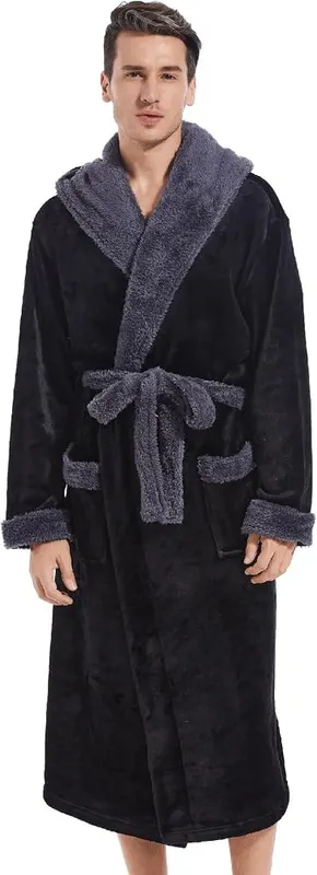 Inner Wish Mens Hooded Robe – PREMIUM PLUSH FLANNEL & SUPERIOR ABSORBENCY Experience ultimate