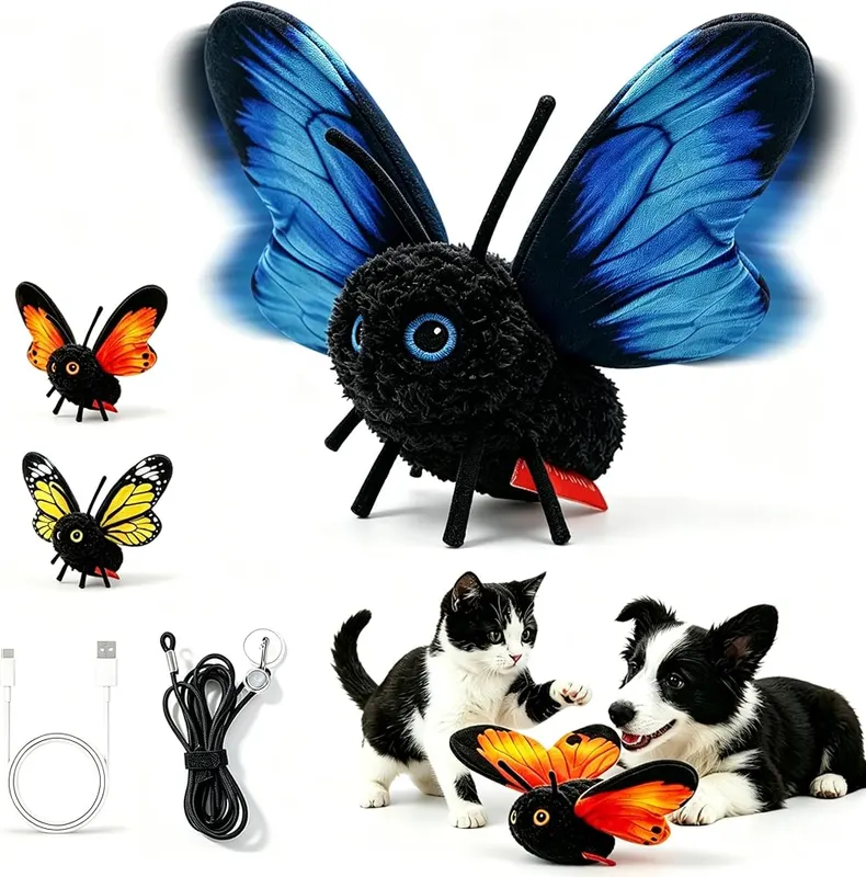 Interactive Flapping Butterfly Bird Cat Toys