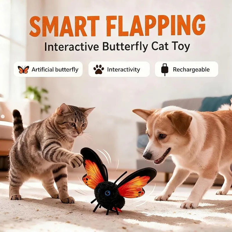 Interactive Flapping Butterfly Bird Cat Toys – Flapping butterfly bird motion