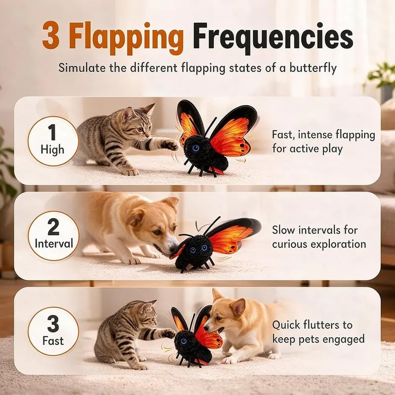 Interactive Flapping Butterfly Bird Cat Toys – Interactive toy for indoor cats