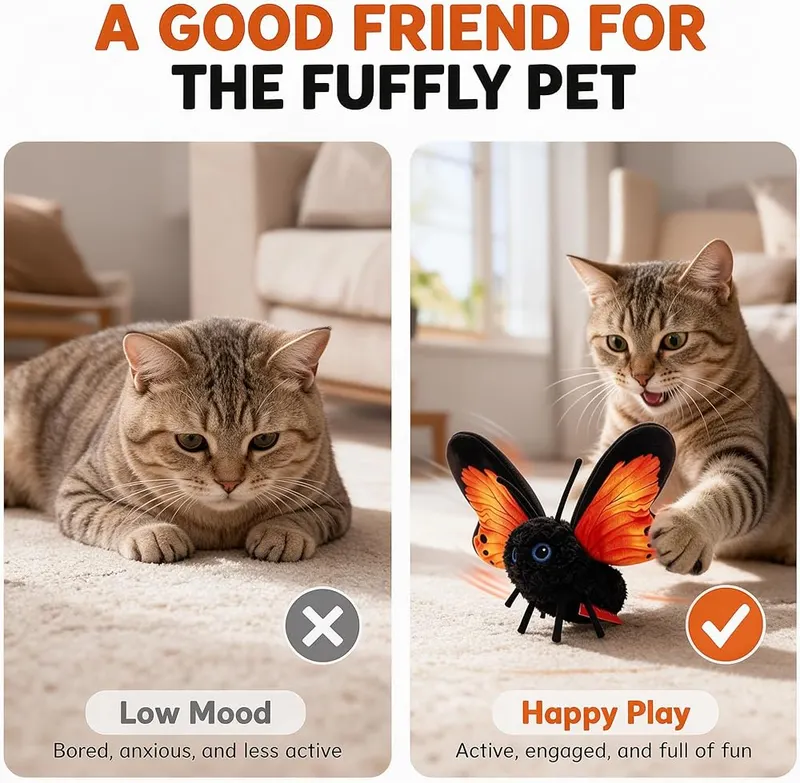 Interactive Flapping Butterfly Bird Cat Toys – Hands-free entertainment for cats