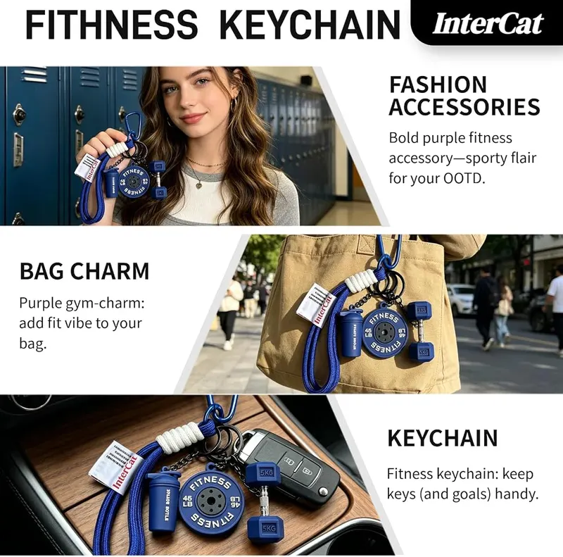 InterCat Fitness Keychains Set – InterCat Vibrant Color Options for Personal StyleAvailable