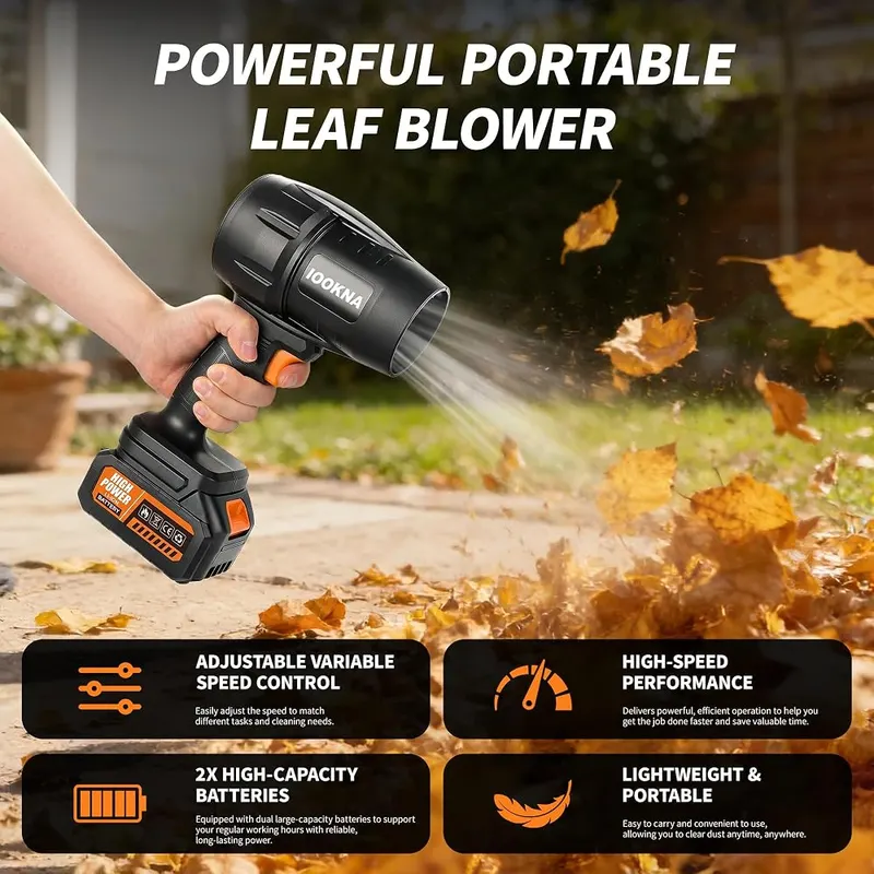 IOOKNA Cordless Leaf Blower – Two 4.0Ah batteries included