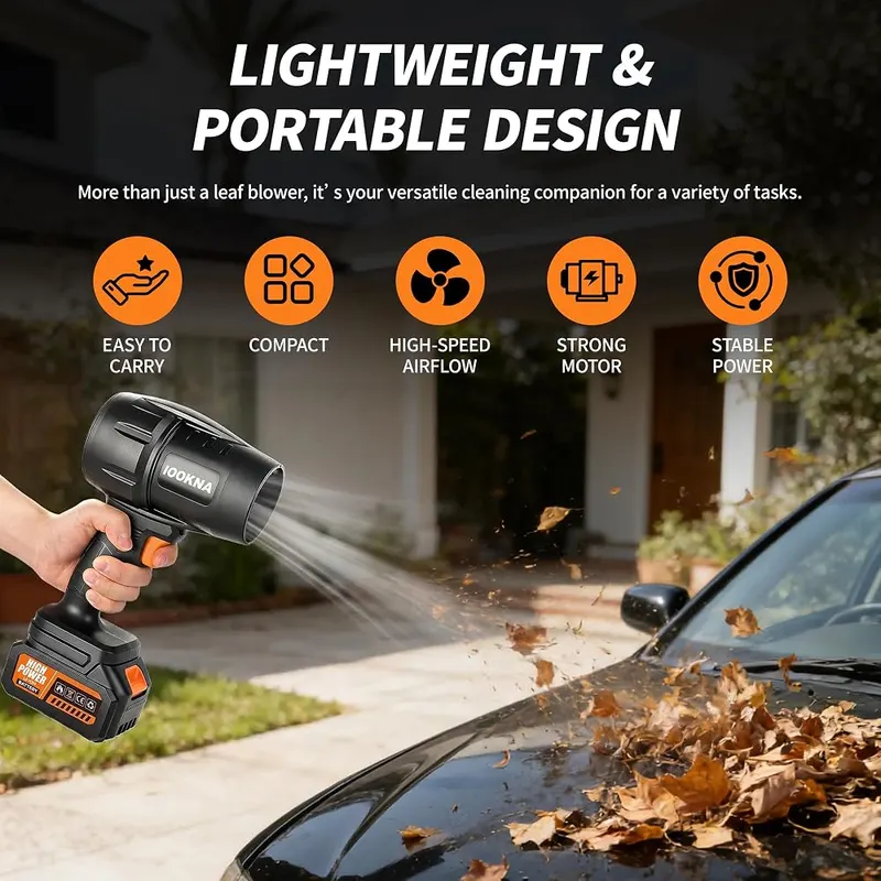 IOOKNA Cordless Leaf Blower – Fast charger in the kit