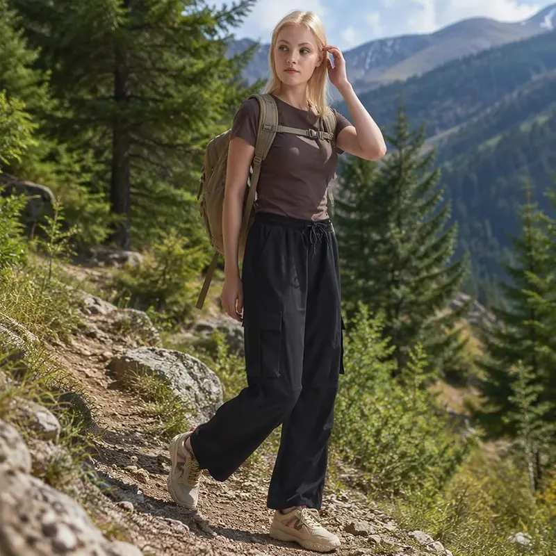 Ipletix Parachute Cargo Pants Womens Waterproof Hiking – Comfortable elastic waist design