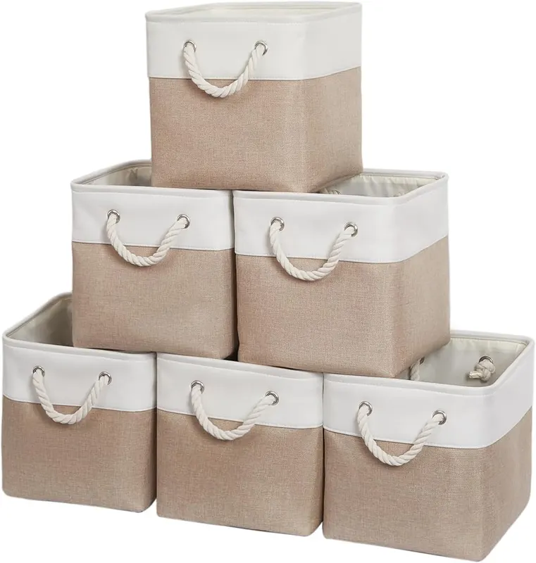 ISEMINGLA 11 Inch 6 Pack Cube Storage in White&Beige