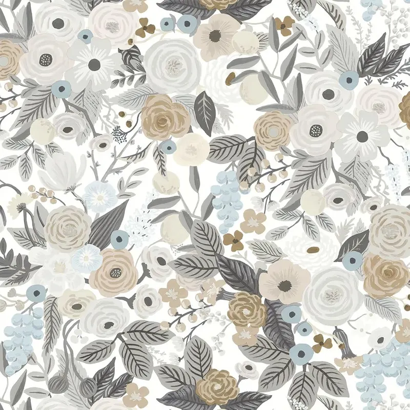 Ismoon Floral Peel and Stick Wallpaper Gray
