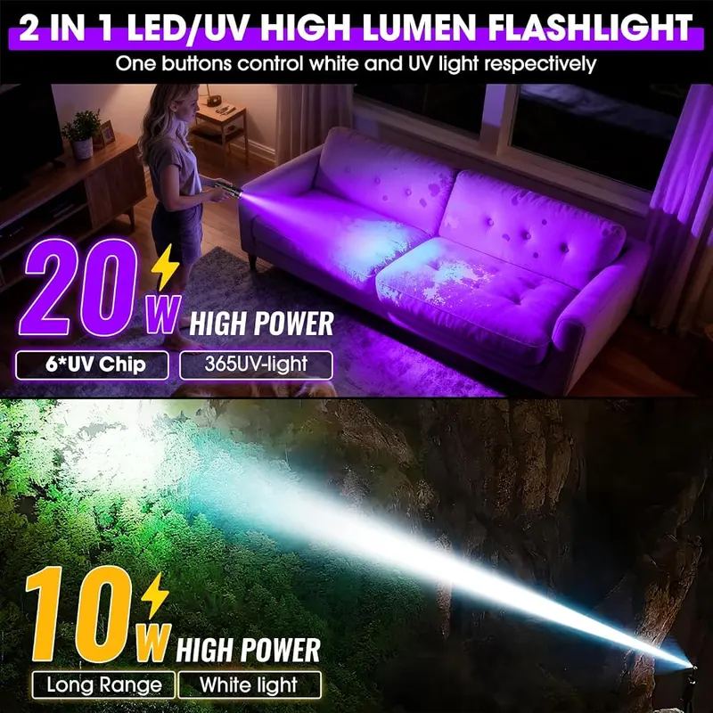iToncs 30W High Lumens UV Flashlight – 365nm UV and white light flashlight