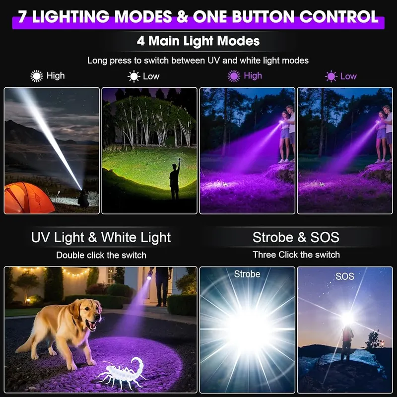 iToncs 30W High Lumens UV Flashlight – Magnetic base for hands-free use