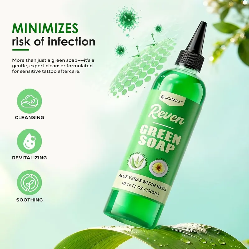 Jconly Tattoo Green Soap Concentrate – Infused with soothing witch hazel and aloe vera