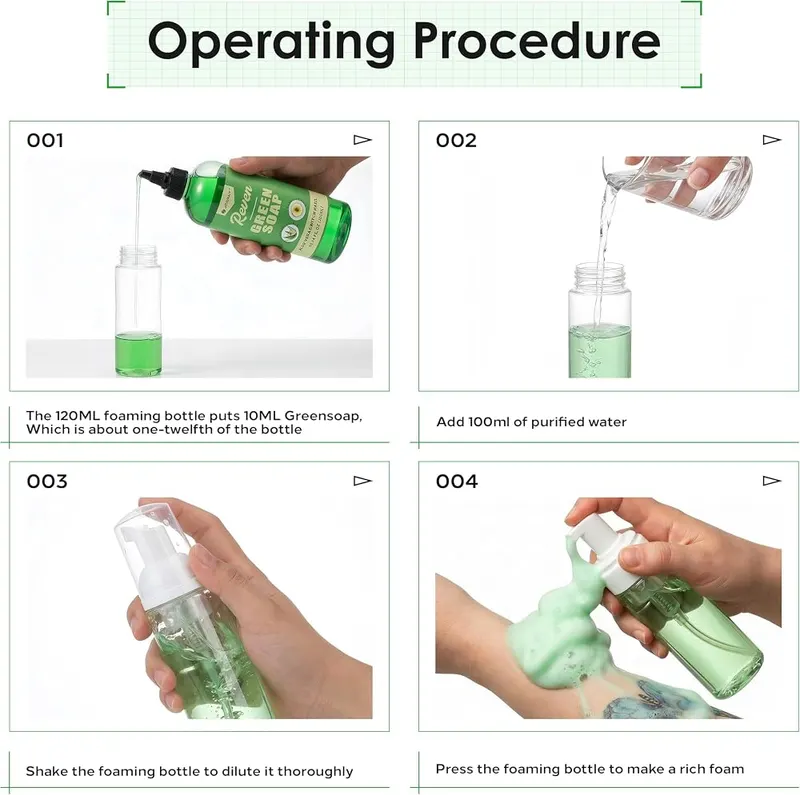 Jconly Tattoo Green Soap Concentrate – Includes reusable two hundred milliliter foam bottle