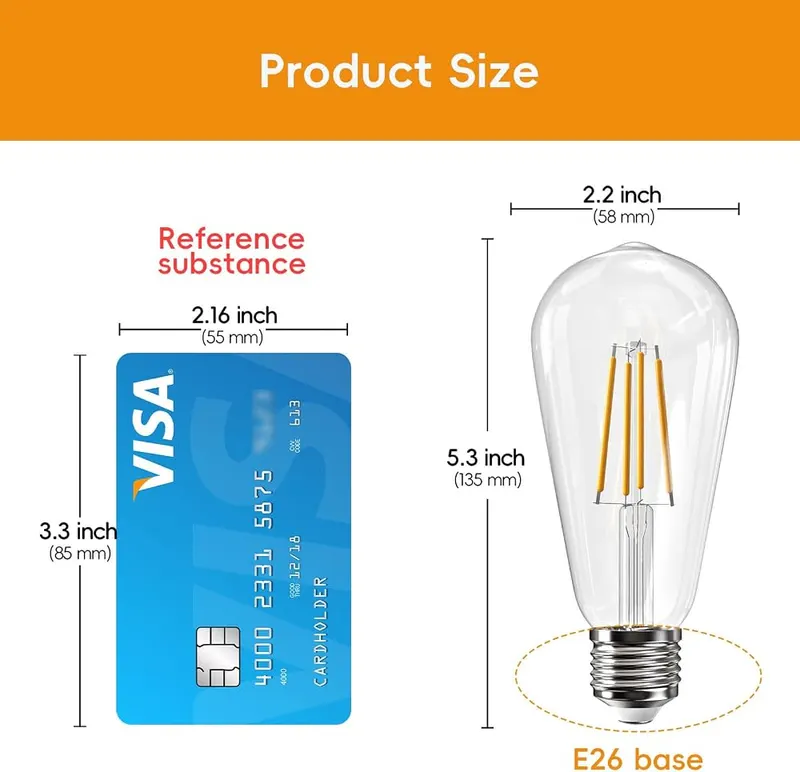 Jensense Edison Bulbs E26 LED Bulb 60 6watt-8 – product photo 8 of 9