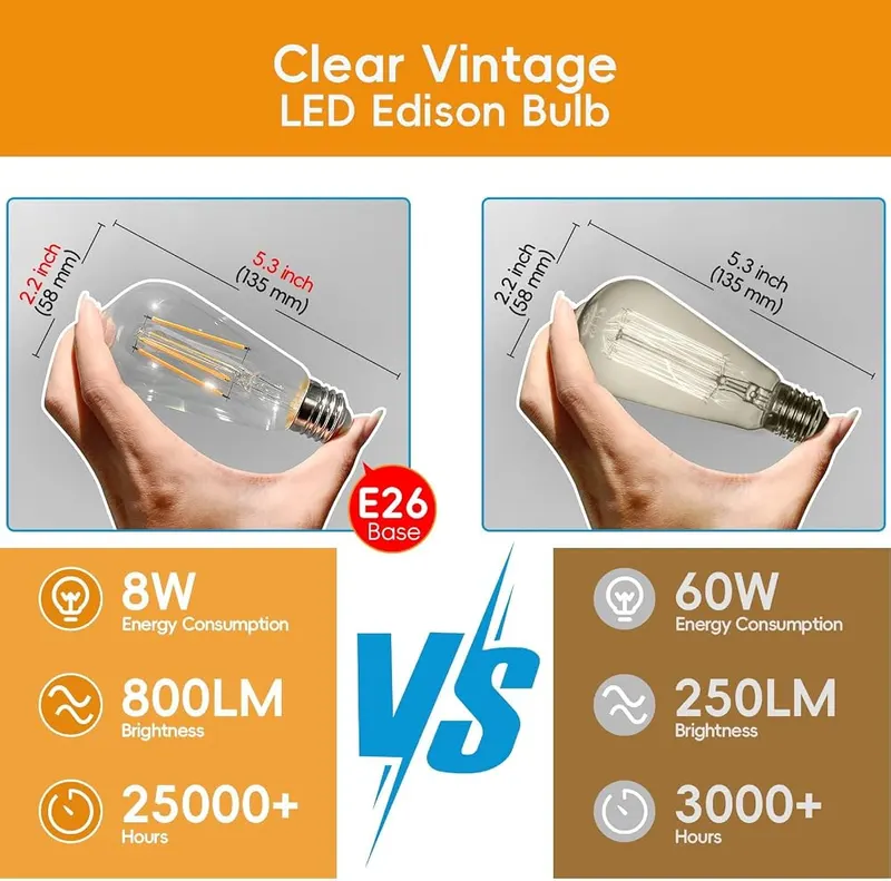 Jensense Edison Bulbs E26 LED Bulb 60 watt-8 – Widely Used