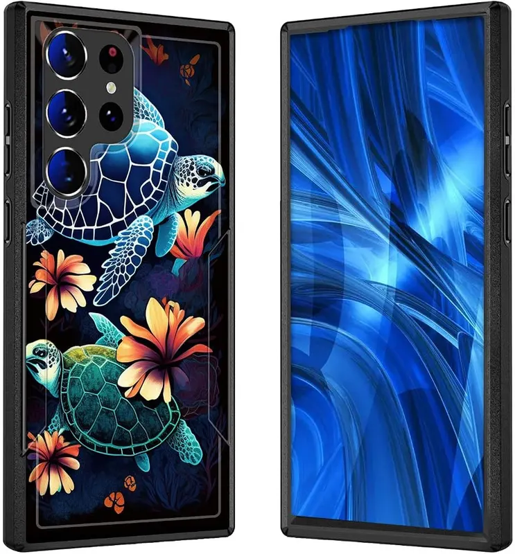 JHYYTUJTYP for Galaxy S23 Ultra Case in Sea Turtle with Flowers
