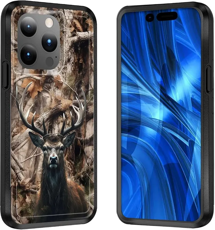JHYYTUJTYP for iPhone 15 Pro Max Case in Camo Forest Deer