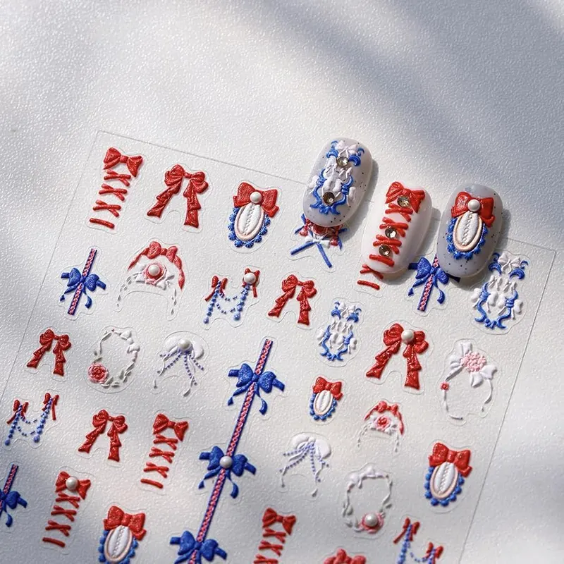 JIALITFUN 5D Embossed Bows Nail Stickers – product photo 2 of 7