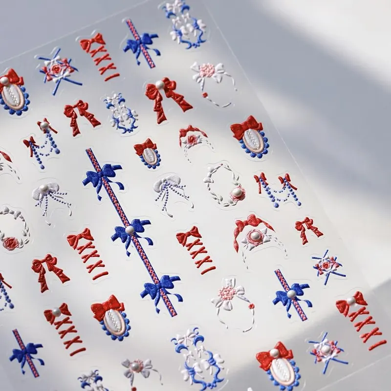 JIALITFUN 5D Embossed Bows Nail Stickers – product photo 4 of 7