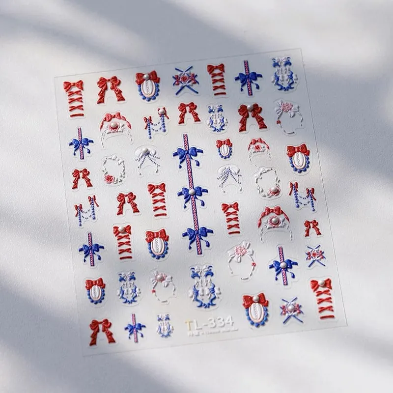 JIALITFUN 5D Embossed Bows Nail Stickers – product photo 6 of 7