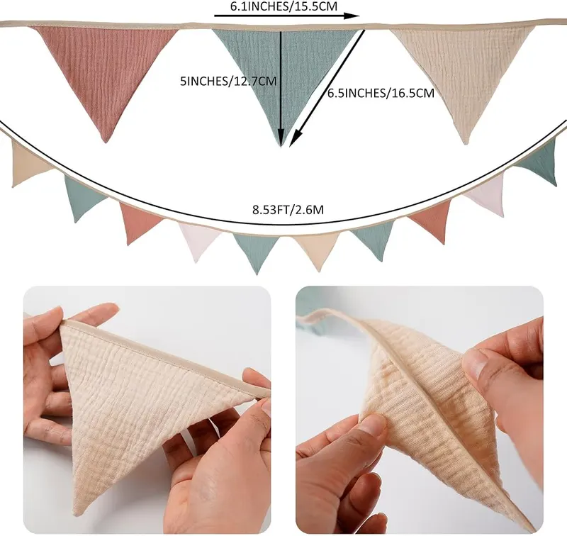 JIALITFUN Fabric Bunting Banner – Ten double-sided flags each