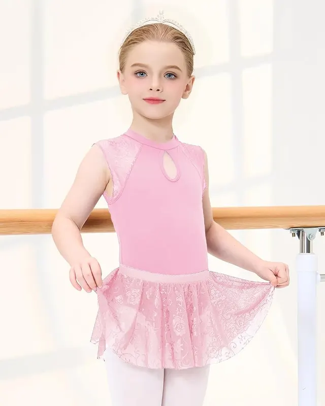 JiAmy Girls’ Ballet Leotard Set – Two pieces: leotard and lace skirt